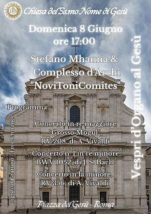 Stefano mhanna e il complesso d'archi novi toni comites eseguono vivaldi e bach nella chiesa del gesù in roma